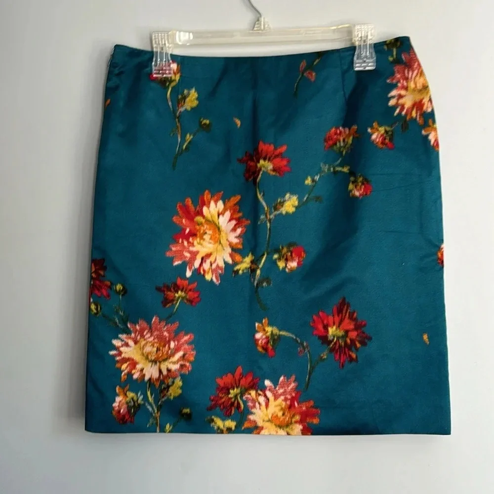 Dolce & Gabbana Blue Floral Silk Skirt Size 44 Vintage
